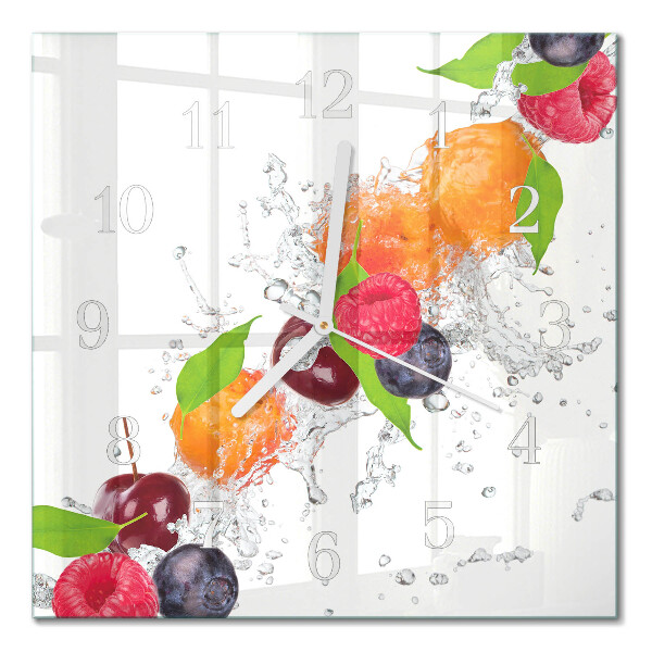 Glass wall clock square Fruit