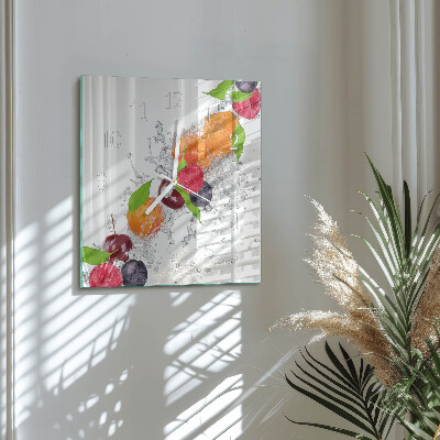 Glass wall clock square Fruit