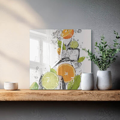 Square kitchen clock Citrus fruits
