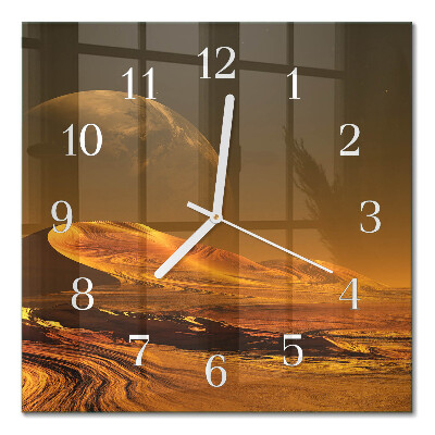 Glass clock square Desert