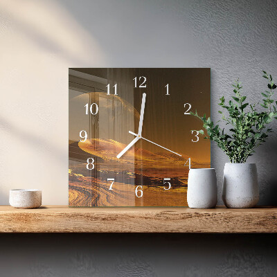 Glass clock square Desert
