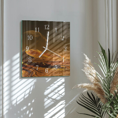 Glass clock square Desert