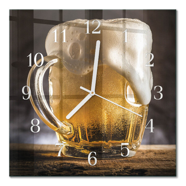 Glass wall clock square Beer
