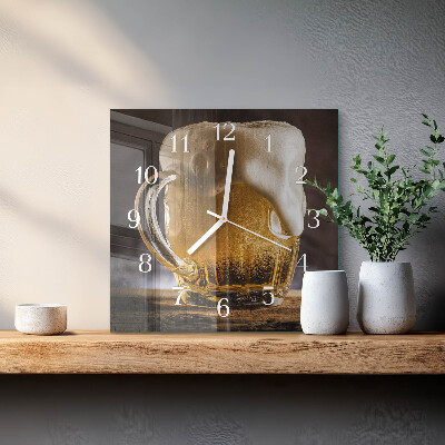 Glass wall clock square Beer