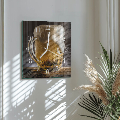 Glass wall clock square Beer