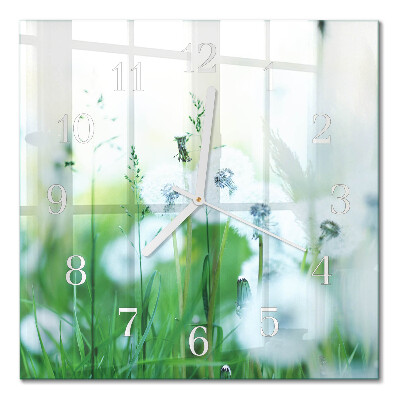 Glass clock square Meadow