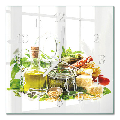 Square kitchen clock Pasta with olive oil