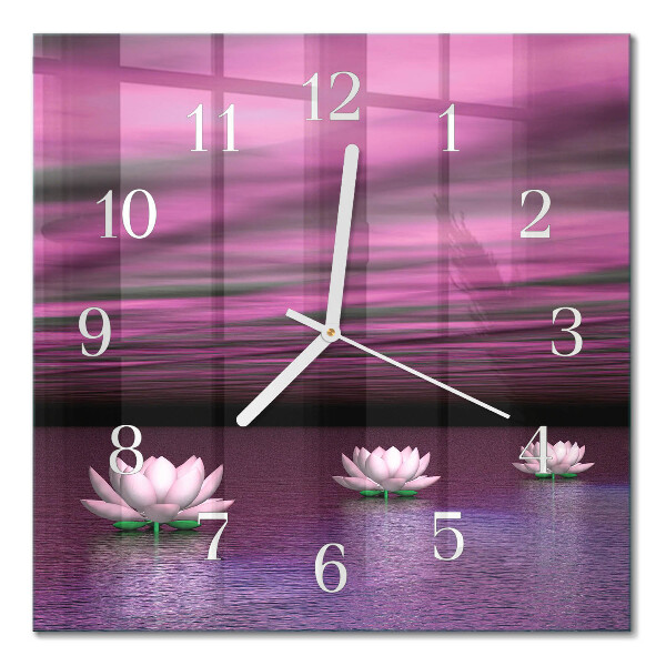 Square wall clock Water lilies