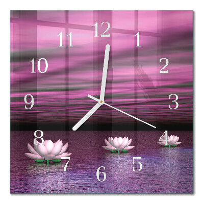 Square wall clock Water lilies