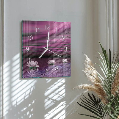 Square wall clock Water lilies