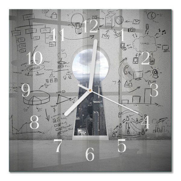 Glass wall clock square Keyhole