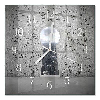 Glass wall clock square Keyhole