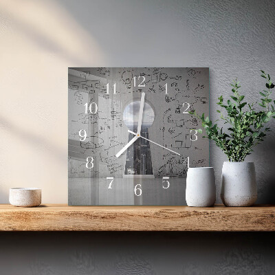 Glass wall clock square Keyhole