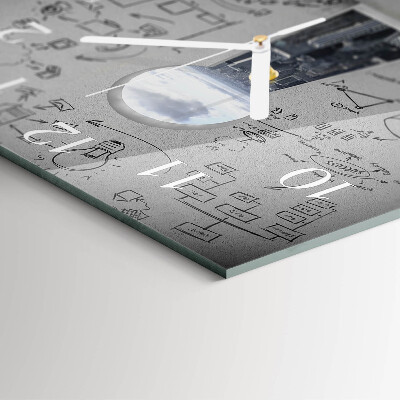 Glass wall clock square Keyhole