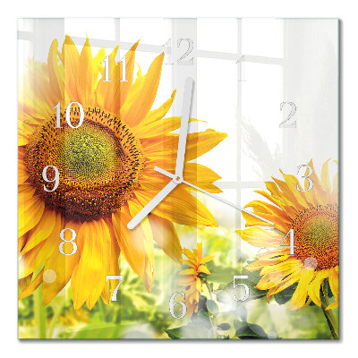 Glass clock square Sunflower