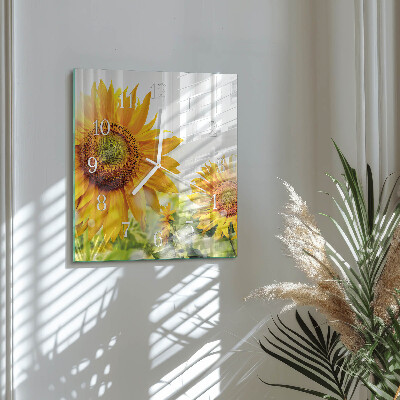 Glass clock square Sunflower