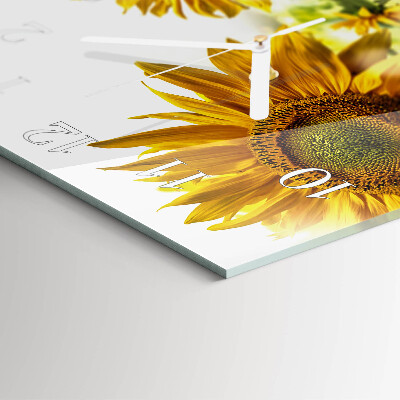 Glass clock square Sunflower