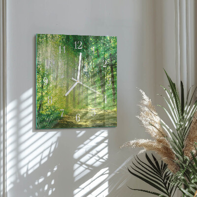 Square wall clock Forest nature