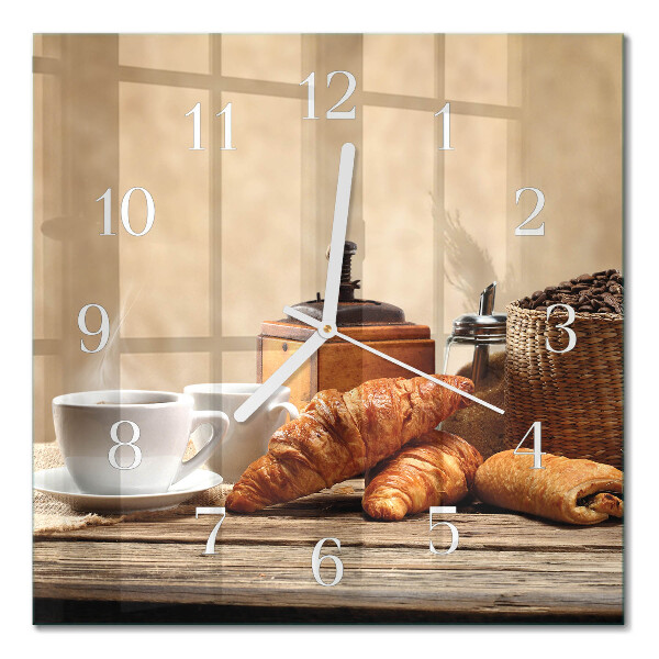 Glass wall clock square Croissants