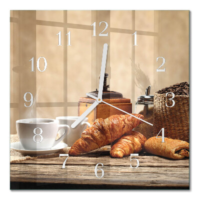 Glass wall clock square Croissants