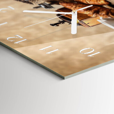 Glass wall clock square Croissants