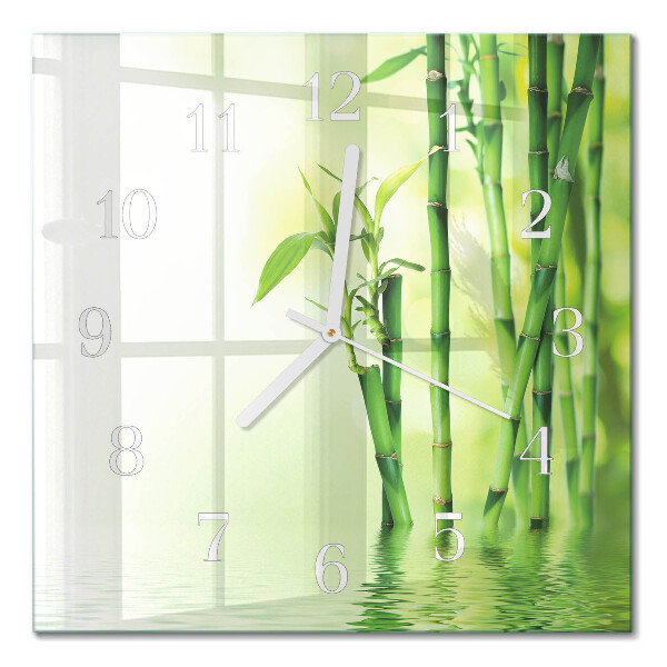 Glass clock square Bamboo