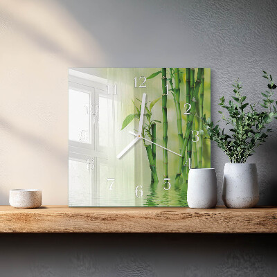 Glass clock square Bamboo
