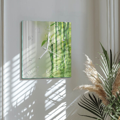 Glass clock square Bamboo