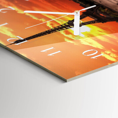 Glass wall clock square Eiffel tower