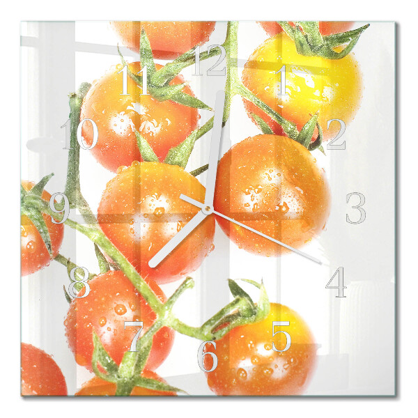 Glass clock square Tomatoes