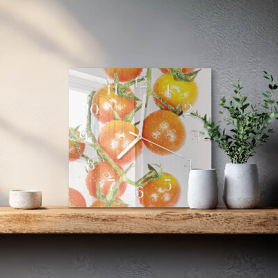 Glass clock square Tomatoes