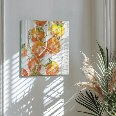 Glass clock square Tomatoes