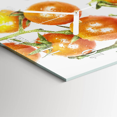 Glass clock square Tomatoes