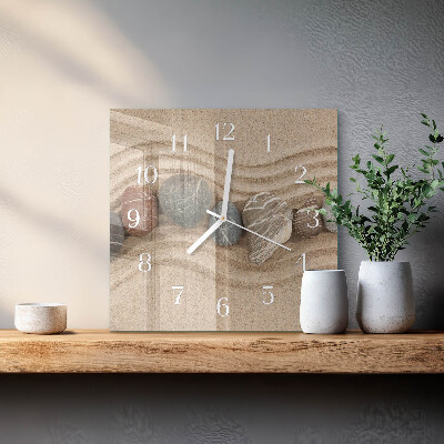 Square wall clock Stones and sand