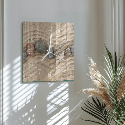 Square wall clock Stones and sand