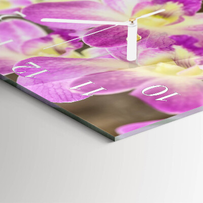 Glass clock square Flowers