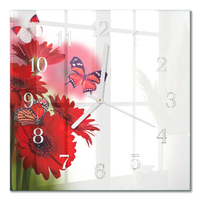 Square wall clock Gerbera