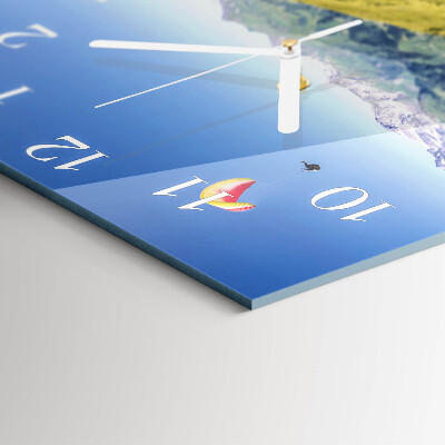 Glass wall clock square Mountains