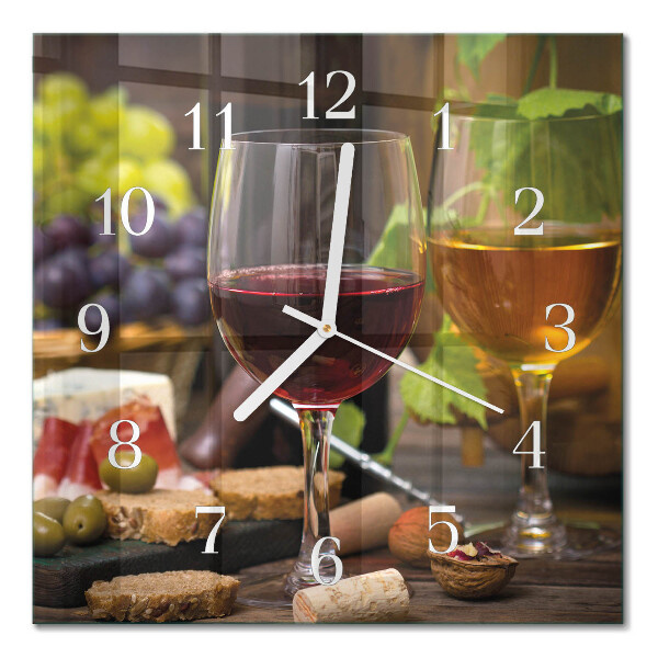 Glass clock square Glasses of wine