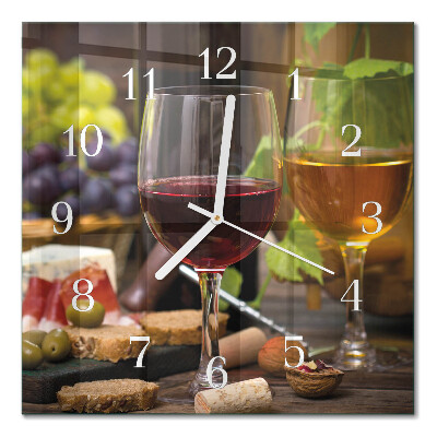 Glass clock square Glasses of wine