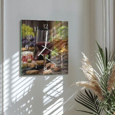Glass clock square Glasses of wine