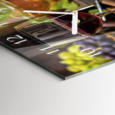 Glass clock square Glasses of wine