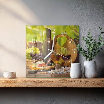 Square wall clock Grapes for wine