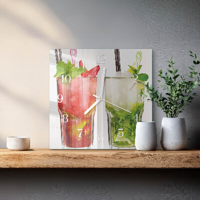 Glass wall clock square Cocktails