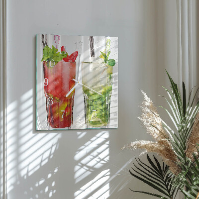 Glass wall clock square Cocktails