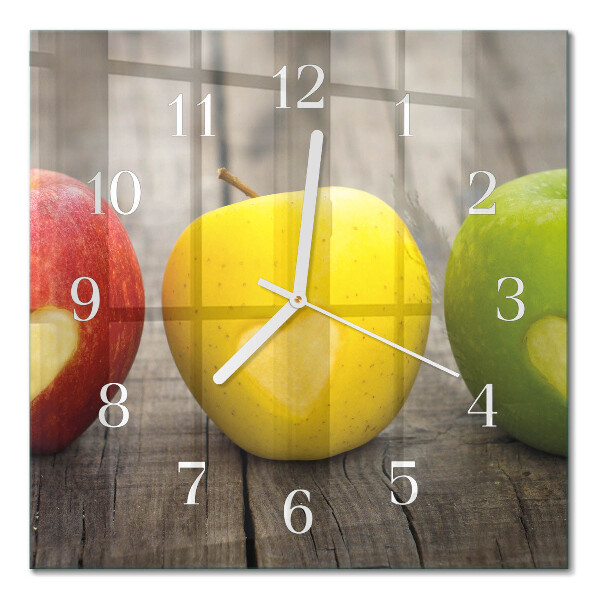 Glass wall clock square Apples