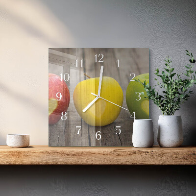 Glass wall clock square Apples