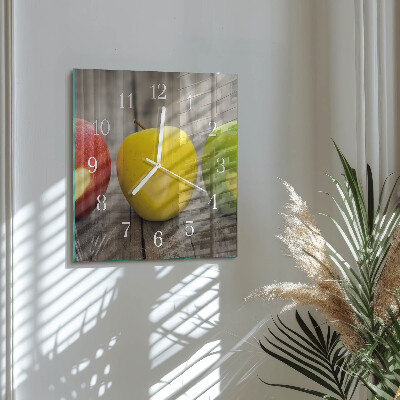 Glass wall clock square Apples
