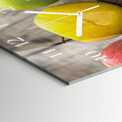 Glass wall clock square Apples