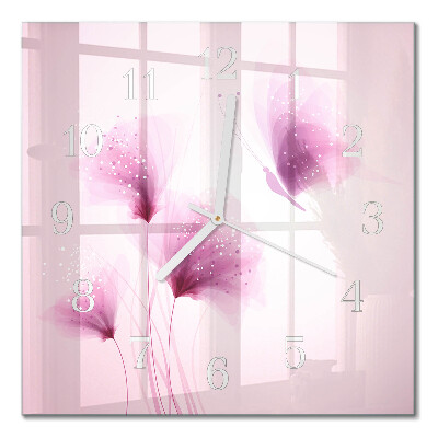 Square wall clock Flowers